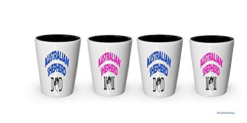 Australian Shepherd Dad and Mom Shot Glass - Gifts for Australian Shepherd Couple