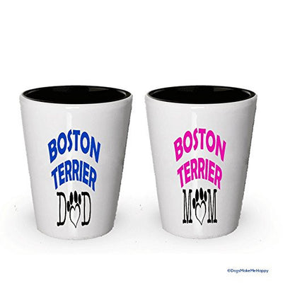 Boston Terrier Dad and Mom Shot Glass - Gifts for Boston Terrier Couple