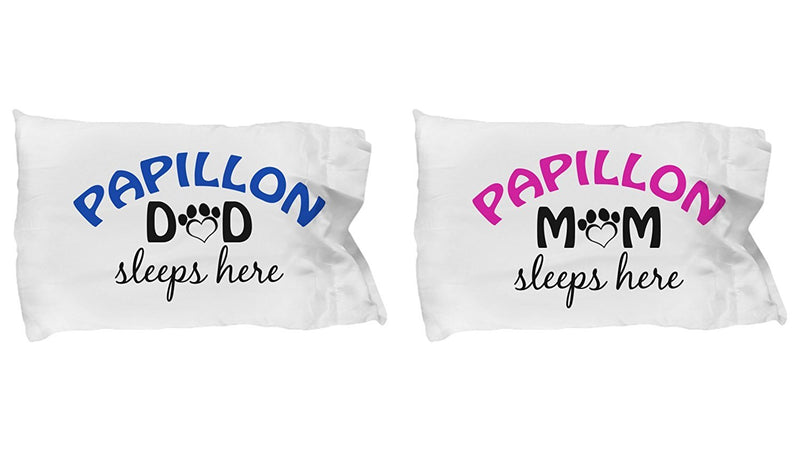 DogsMakeMeHappy Papillons Mom and Dad Pillow Cases (Couple)