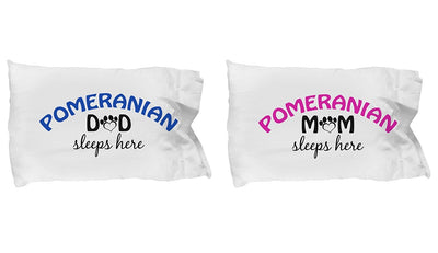 DogsMakeMeHappy Pomeranian Mom and Dad Pillowcases (Couple)