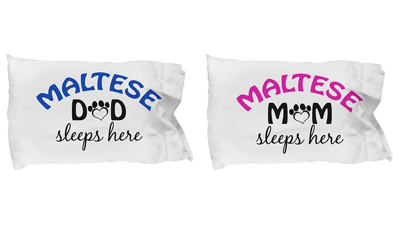 DogsMakeMeHappy Maltese Mom and Dad Pillow Cases (Couple)