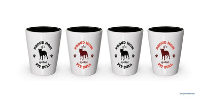 Spoiled Pitbull Shot Glass- Couples Dog Gifts (1, Red Text Mom)