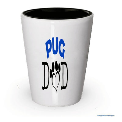 Pug Dad and Mom Shot Glass - Gifts for Pug Couple (4, Couple)