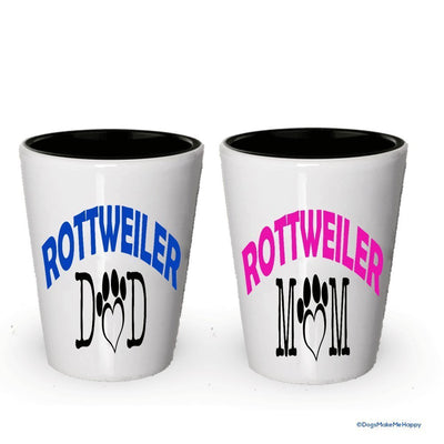 Rottweiler Dad and Mom Shot Glass - Gifts for Rottweiler Couple (4, Couple)