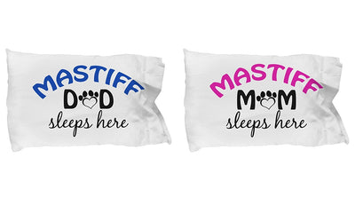 DogsMakeMeHappy Mastiff Mom and Dad Pillow Cases (Couple)