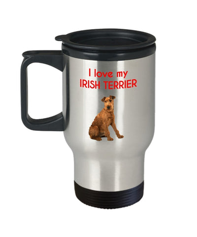 Irish Terrier Travel Mug - Funny Insulated Tumbler - Novelty Birthday Christmas Anniversary Gag Gifts Idea